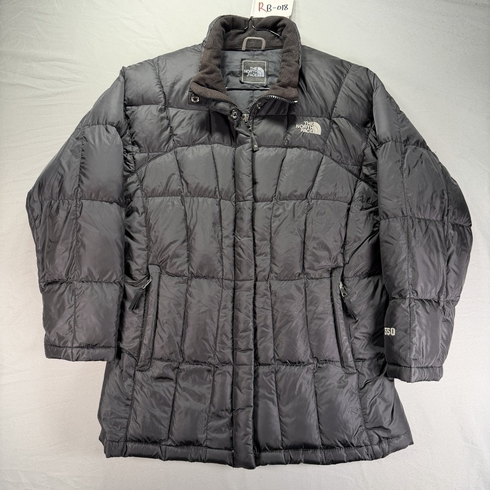 The North Face Puffer Jacket Womens Medium Black 550 Down Quilted Zip Metropolis